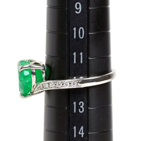 【中古】PT900 EMERALD RING エメラルドリング E3.15ct D0.11ct 4.7g #12