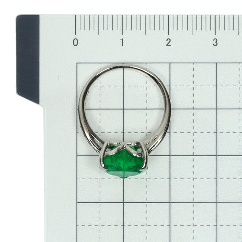 【中古】PT900 EMERALD RING エメラルドリング E3.15ct D0.11ct 4.7g #12