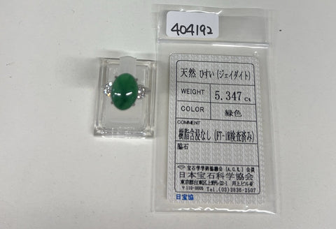 【中古】PT900 JADEITE RING ヒスイリング J5.347ct D0.28ct 日宝協ソーティング 6.6g #11