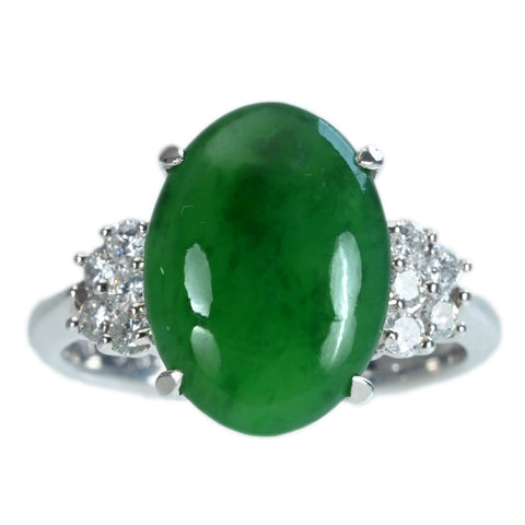 【中古】PT900 JADEITE RING ヒスイリング J5.347ct D0.28ct 日宝協ソーティング 6.6g #11
