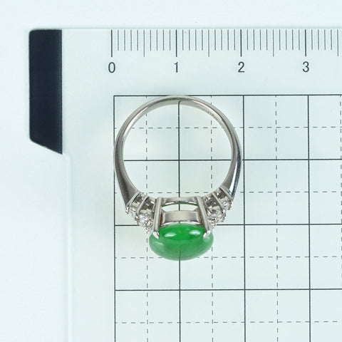 【中古】PT900 JADEITE RING ヒスイリング J5.347ct D0.28ct 日宝協ソーティング 6.6g #11
