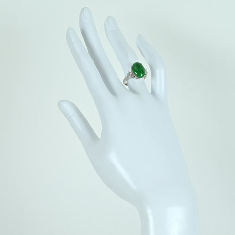 【中古】PT900 JADEITE RING ヒスイリング J5.347ct D0.28ct 日宝協ソーティング 6.6g #11
