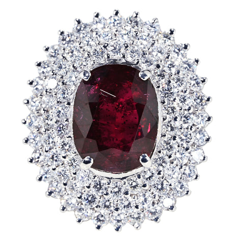 【中古】PT900 NO HEAT RUBY RING 非加熱ルビーリング R10.161ct D3.00 GIA 鑑別書21.7g #12.5