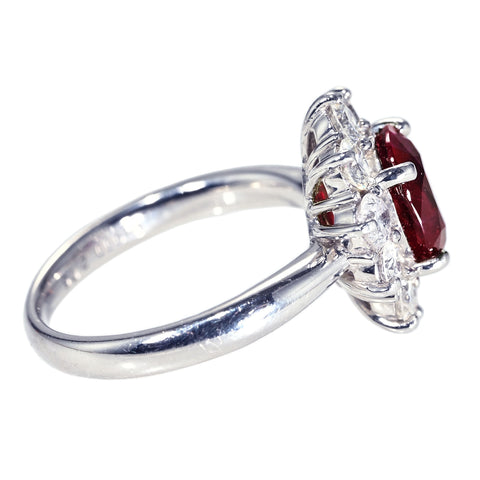 【中古】PT900 MYNMAR NO HEAT RUBY RING ミャンマー産非加熱ルビーリング R2.05ct D1.14ct GRS鑑別書 7.7g #12.5