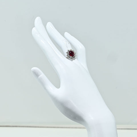 【中古】PT900 MYNMAR NO HEAT RUBY RING ミャンマー産非加熱ルビーリング R2.05ct D1.14ct GRS鑑別書 7.7g #12.5