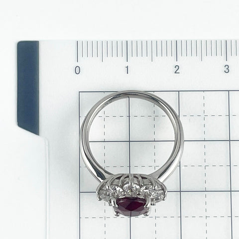【中古】PT900 MYNMAR NO HEAT RUBY RING ミャンマー産非加熱ルビーリング R2.05ct D1.14ct GRS鑑別書 7.7g #12.5