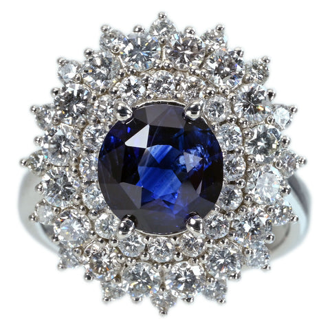 【中古】PT950 NO HEAT SAPPHIRE RING スリランカ産 非加熱サファイアリング S2.69ct D1.97ct GIA鑑別書 9.6g #11