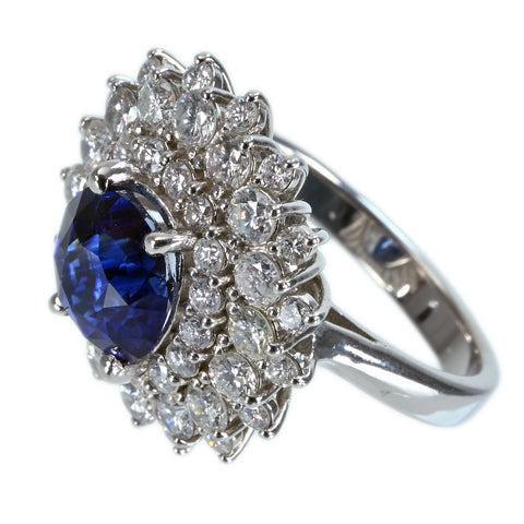 【中古】PT950 NO HEAT SAPPHIRE RING スリランカ産 非加熱サファイアリング S2.69ct D1.97ct GIA鑑別書 9.6g #11