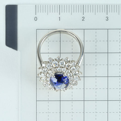 【中古】PT950 NO HEAT SAPPHIRE RING スリランカ産 非加熱サファイアリング S2.69ct D1.97ct GIA鑑別書 9.6g #11