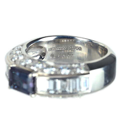 【中古】MIKIMOTO PT950 ALEXANDRITE 上質アレキサンドライトリング A0.94ct D2.19ct GIA鑑別 15.6g #11.5