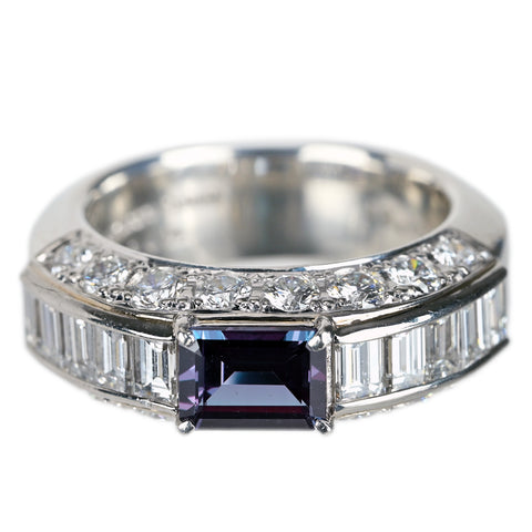 【中古】MIKIMOTO PT950 ALEXANDRITE 上質アレキサンドライトリング A0.94ct D2.19ct GIA鑑別 15.6g #11.5