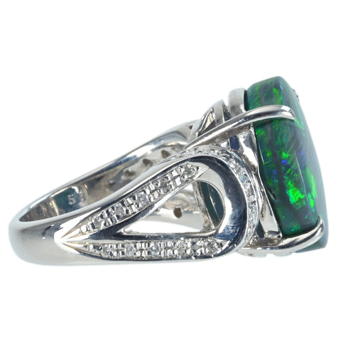 【中古】PT900 BLACK OPAL RING ブラックオパールリング BO5.00ct D0.17ct 10.4g #6