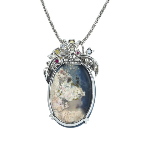 【中古】K18WG BLACK OPAL ブラックオパールペンダントネックレス BO13.45ct S0.65ct D0.04ct 11g