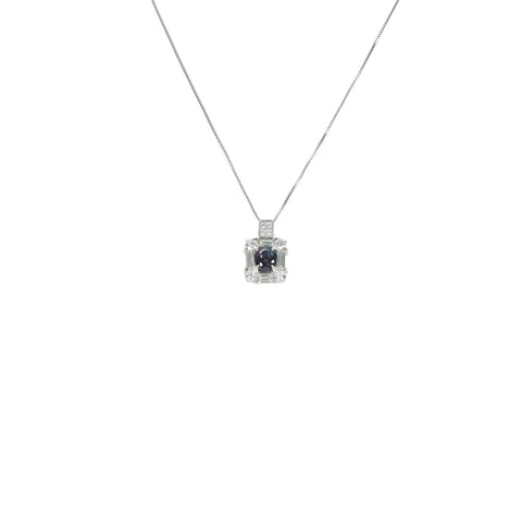 【中古】PT850/PT900 ALEXANDRITEアレキサンドライトペンダントネックレス A1.132ct D0.59ct 鑑別書 3.9g