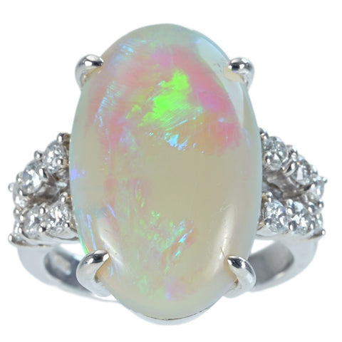 【中古】 PT900 WHITE OPAL RING ホワイトオパールリング D0.43ct 9.2g #8.5