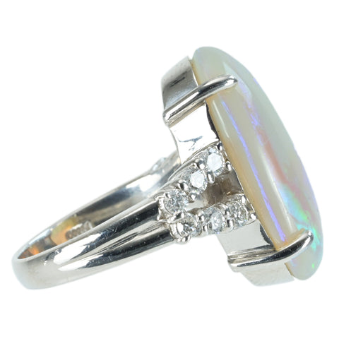 [Used] PT900 White Opal Ring, D0.43ct, 9.2g, #8.5 