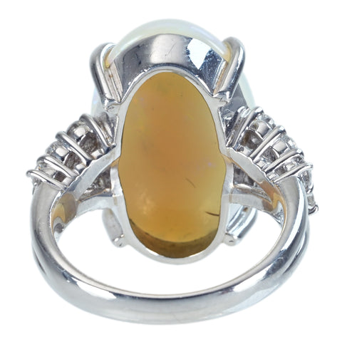 [Used] PT900 White Opal Ring, D0.43ct, 9.2g, #8.5 