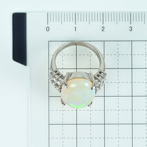 [Used] PT900 White Opal Ring, D0.43ct, 9.2g, #8.5 