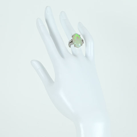 [Used] PT900 White Opal Ring, D0.43ct, 9.2g, #8.5 