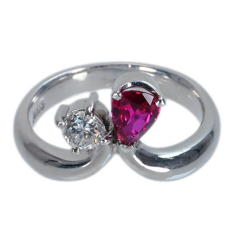 【中古】PT900 RUBYルビーリング R0.45ct D0.24ct 5.8g #7