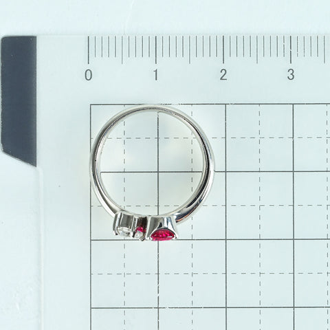 【中古】PT900 RUBYルビーリング R0.45ct D0.24ct 5.8g #7