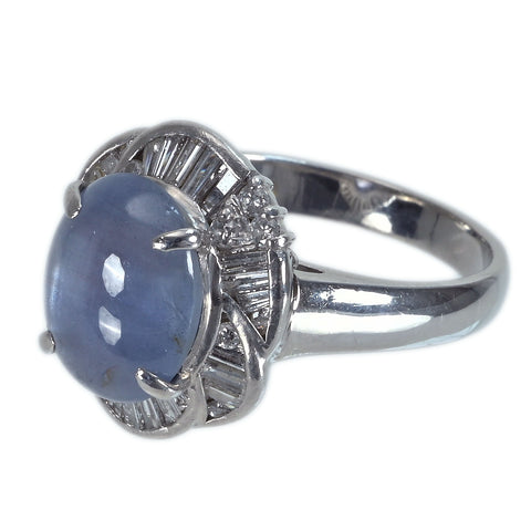[Pre-owned] PT900 Star Sapphire Ring, SS4.13ct, D0.98ct, 7.2g, #12 