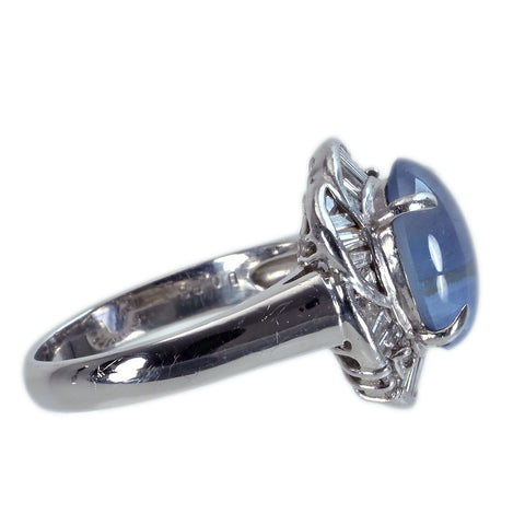 [Pre-owned] PT900 Star Sapphire Ring, SS4.13ct, D0.98ct, 7.2g, #12 