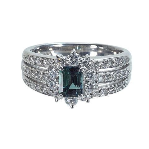 【中古】PT900 ALEXANDRITEアレキサンドライトリング A1.03ct D0.60ct ソーティング 8.3g #12