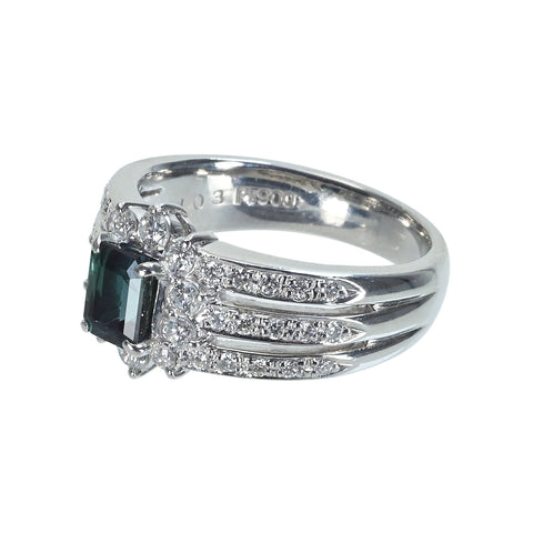 【中古】PT900 ALEXANDRITEアレキサンドライトリング A1.03ct D0.60ct ソーティング 8.3g #12