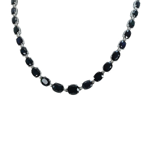 【中古】K18WG SAPPHIREサファイアネックレス S57.00ct D1.10ct 38.7g