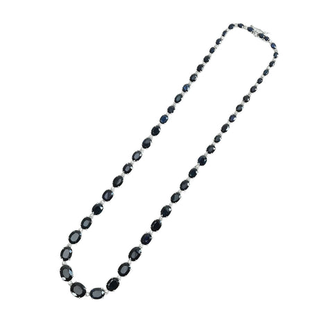 【中古】K18WG SAPPHIREサファイアネックレス S57.00ct D1.10ct 38.7g