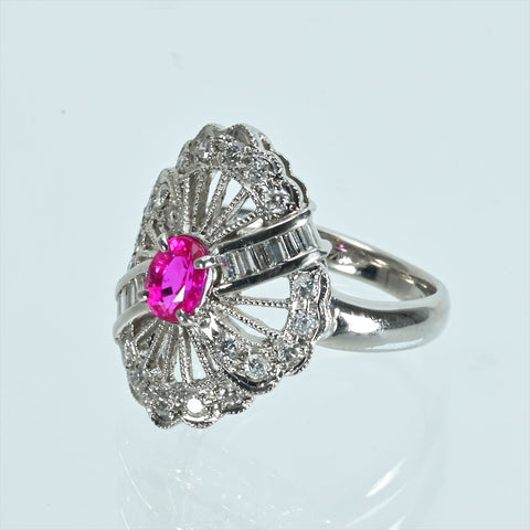 【中古】PT900 RUBYルビーリング R0.756ct D0.53ct 日宝協ソーティング 9.0g #12.5