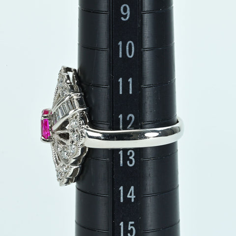 【中古】PT900 RUBYルビーリング R0.756ct D0.53ct 日宝協ソーティング 9.0g #12.5