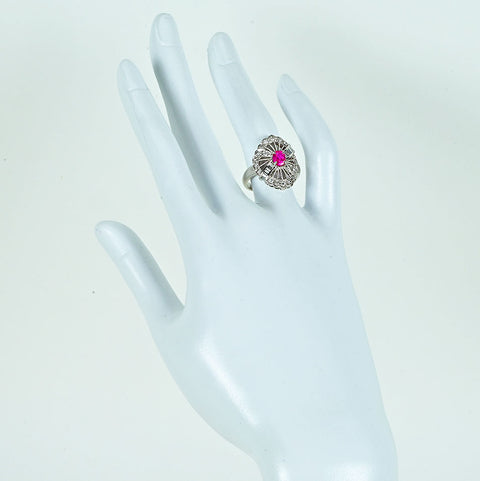 【中古】PT900 RUBYルビーリング R0.756ct D0.53ct 日宝協ソーティング 9.0g #12.5
