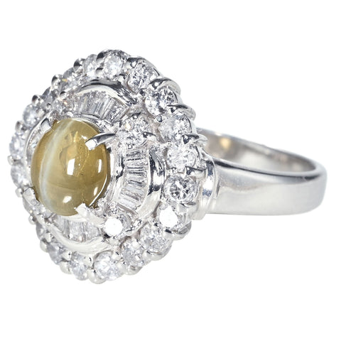 【中古】PT900 CATS EYE RING クリソベリルキャッツアイリング CE1.00ct D1.09ct 8.3g #10