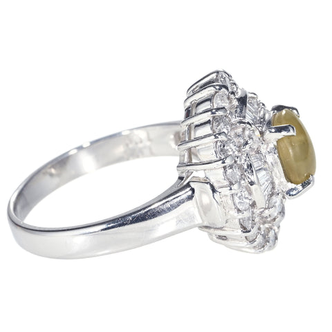 【中古】PT900 CATS EYE RING クリソベリルキャッツアイリング CE1.00ct D1.09ct 8.3g #10