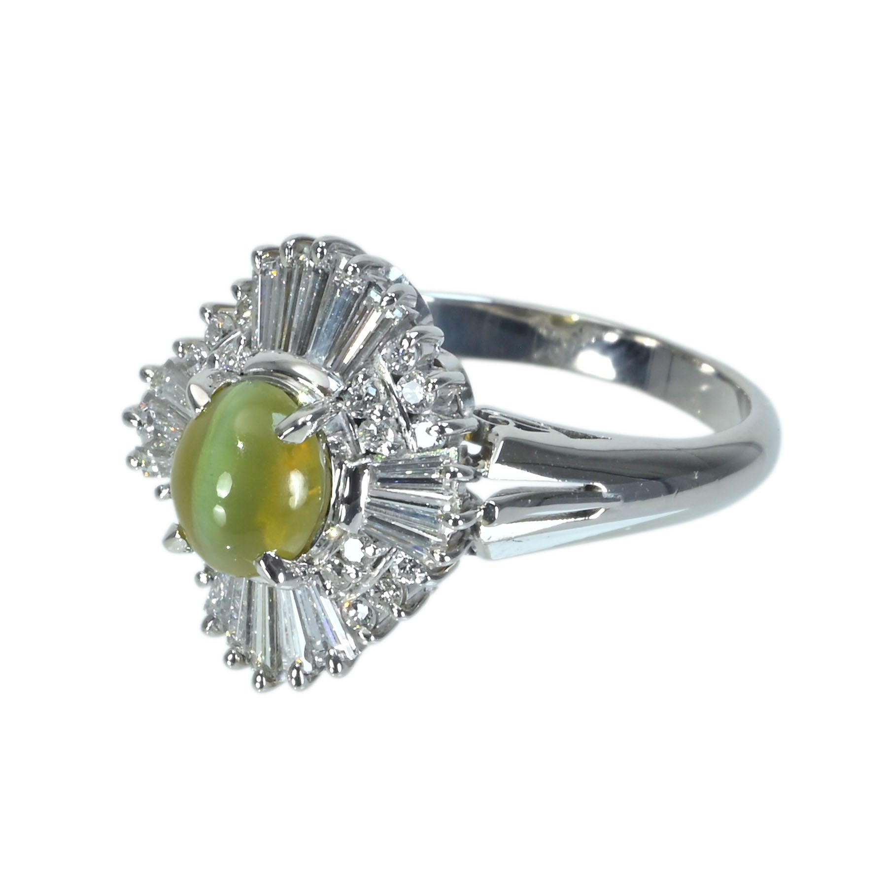 中古】PT900 CATS EYEクリソベリルキャッツアイリング CE1.46ct D0