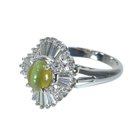 [Pre-owned] PT900 Cat's Eye Chrysoberyl Cat's Eye Ring, CE 1.46ct, D 0.65ct, 7.4g, #11 