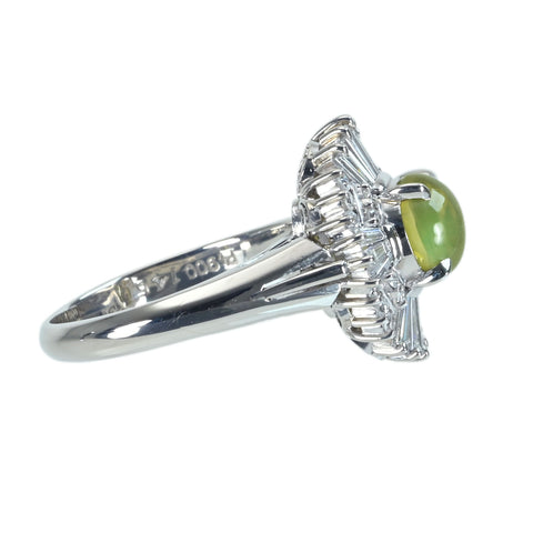 [Pre-owned] PT900 Cat's Eye Chrysoberyl Cat's Eye Ring, CE 1.46ct, D 0.65ct, 7.4g, #11 