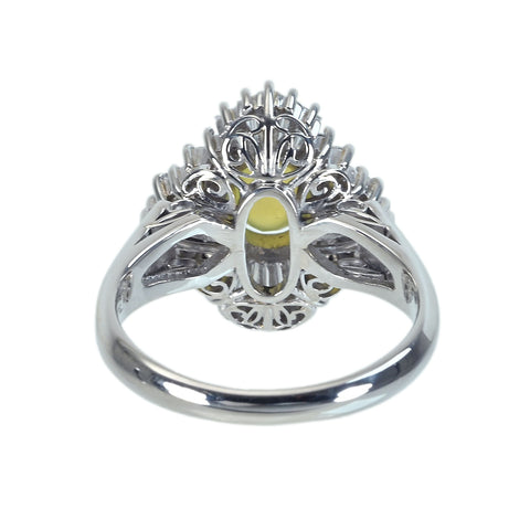 [Pre-owned] PT900 Cat's Eye Chrysoberyl Cat's Eye Ring, CE 1.46ct, D 0.65ct, 7.4g, #11 
