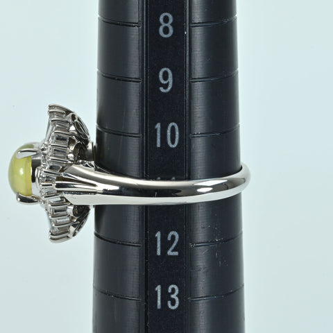 [Pre-owned] PT900 Cat's Eye Chrysoberyl Cat's Eye Ring, CE 1.46ct, D 0.65ct, 7.4g, #11 