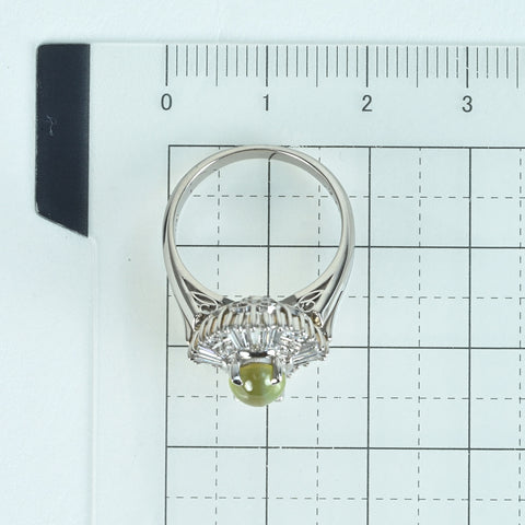 [Pre-owned] PT900 Cat's Eye Chrysoberyl Cat's Eye Ring, CE 1.46ct, D 0.65ct, 7.4g, #11 