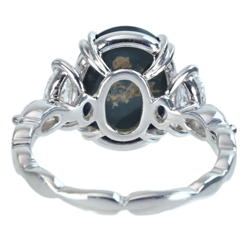 【中古】PT900 BLACK OPALブラックオパールリング BO3.45ct D0.62ct 4 7g  #16.5