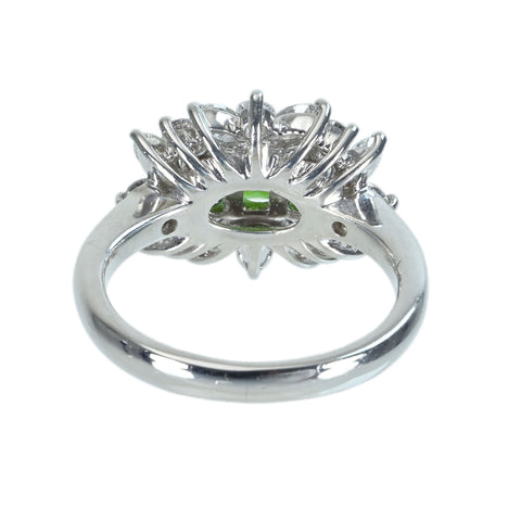 【中古】PT900 TOURMALINEグリーントルマリンリング T1.21ct D0.75ct 6.9g #8