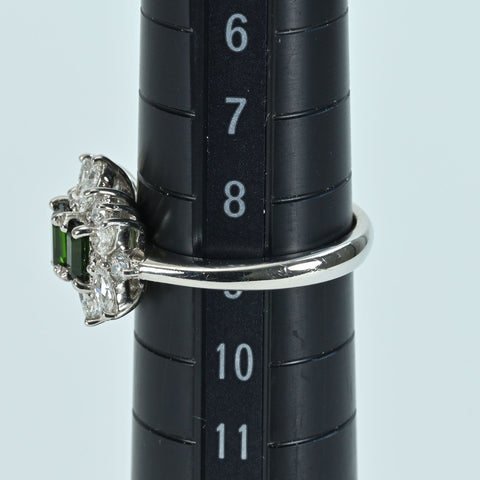 【中古】PT900 TOURMALINEグリーントルマリンリング T1.21ct D0.75ct 6.9g #8