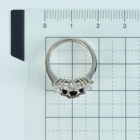 【中古】PT900 TOURMALINEグリーントルマリンリング T1.21ct D0.75ct 6.9g #8