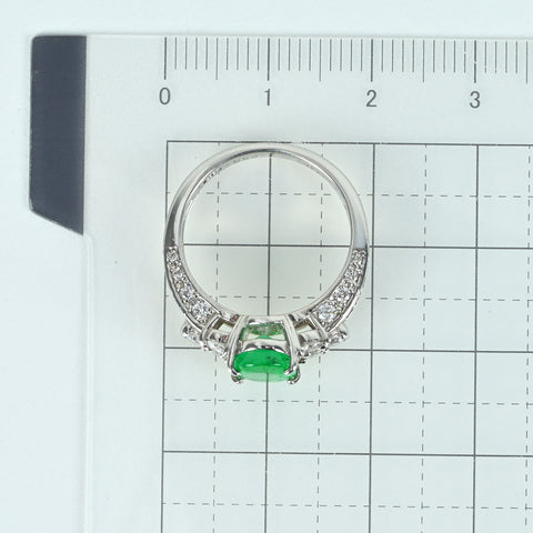 【中古】PT900 EMERALDエメラルドリング E1.293ct D0.71ct 5.7g #9