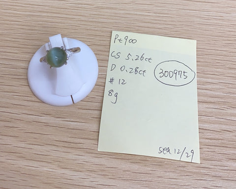 【中古】PT900 CATS EYE RING クリソベリルキャッツアイリング CE5.26ct D0.28ct 8.0g #12
