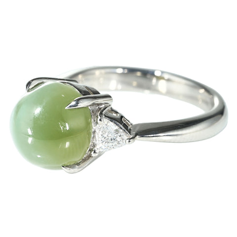 【中古】PT900 CATS EYE RING クリソベリルキャッツアイリング CE5.26ct D0.28ct 8.0g #12