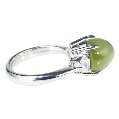 【中古】PT900 CATS EYE RING クリソベリルキャッツアイリング CE5.26ct D0.28ct 8.0g #12